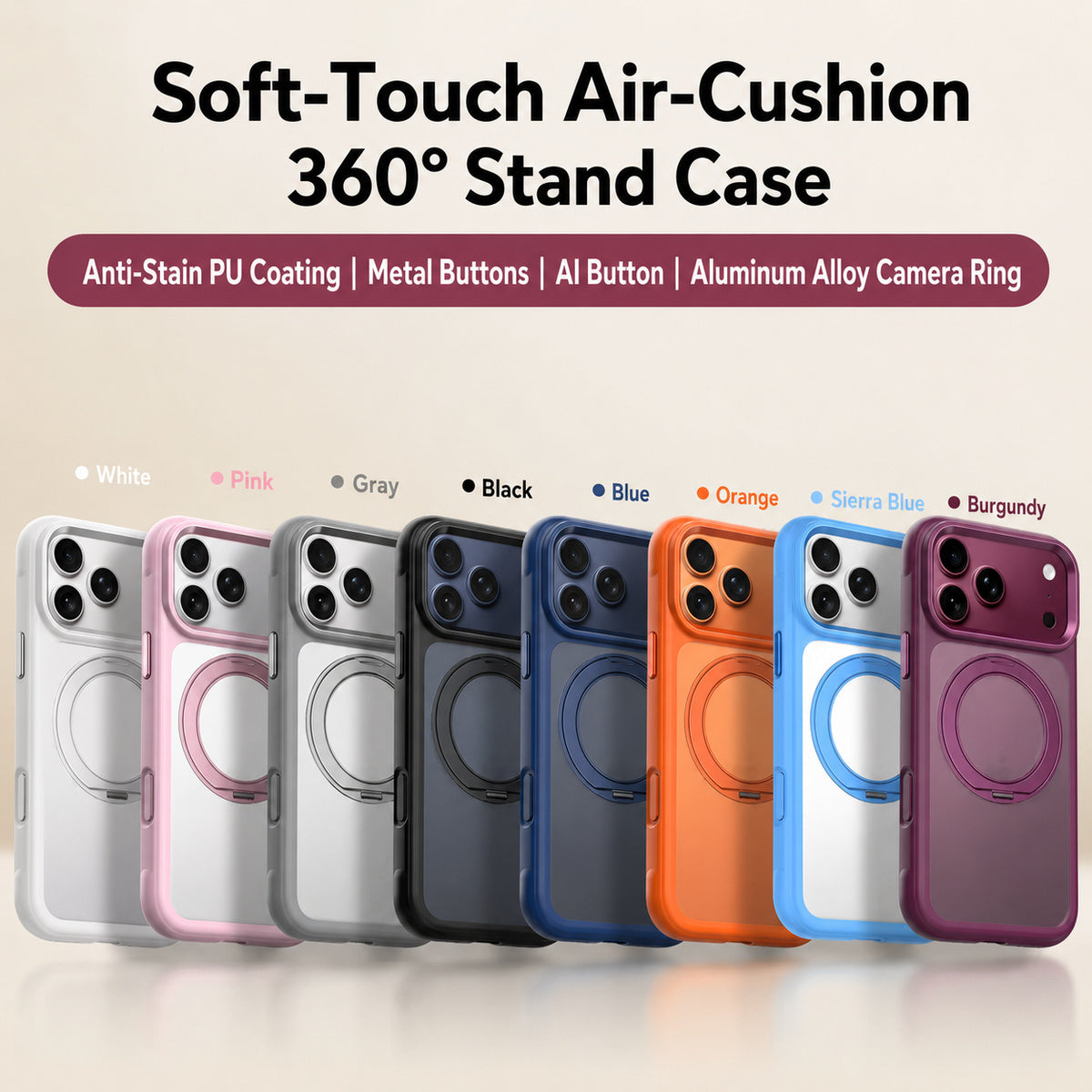 CNYOZA A02-ip-0004 soft touch 360 degree stand case