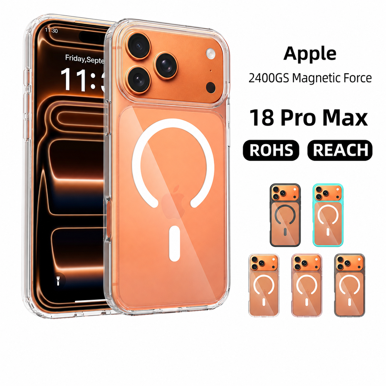 A04-IP-0005 magnetic clear TPU iPhone case main image