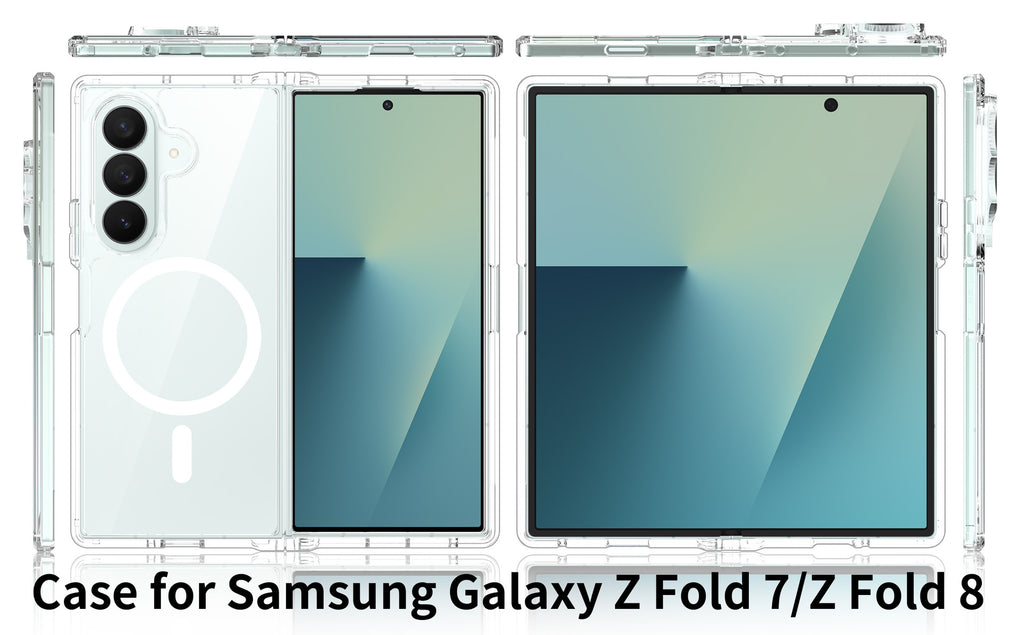 Samsung Galaxy Z Fold magnetic clear case multi-angle view