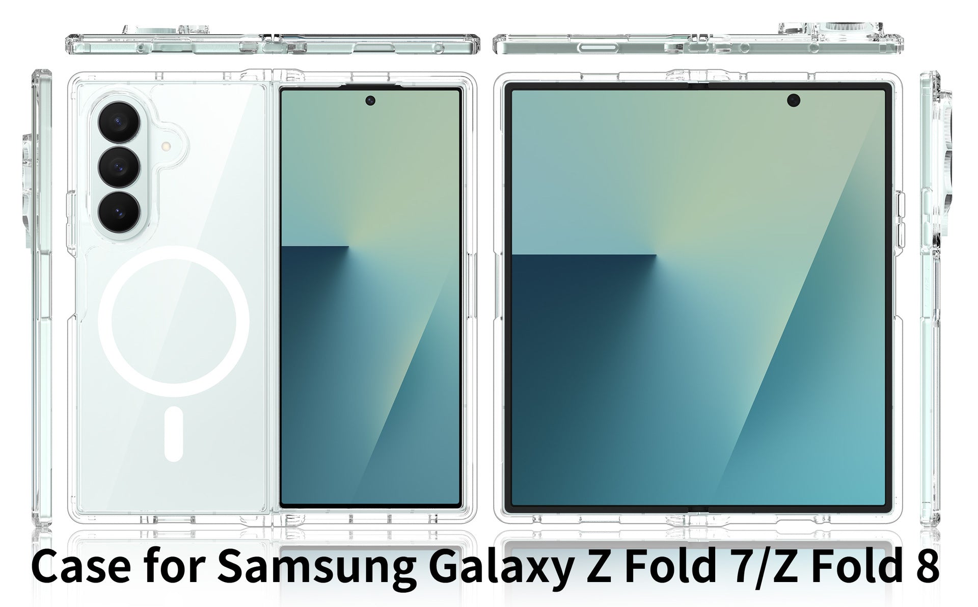 Samsung Galaxy Z Fold magnetic clear case multi-angle view