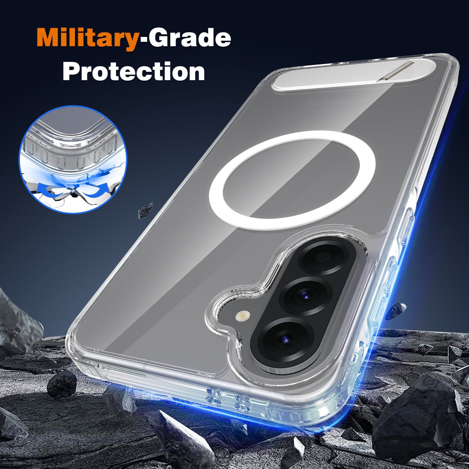 Military-grade protection magnetic kickstand Samsung Galaxy A series case