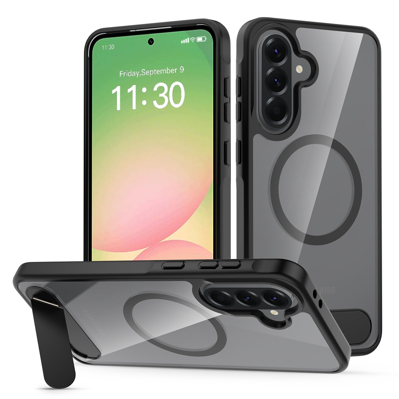 Black magnetic kickstand Samsung Galaxy A series case