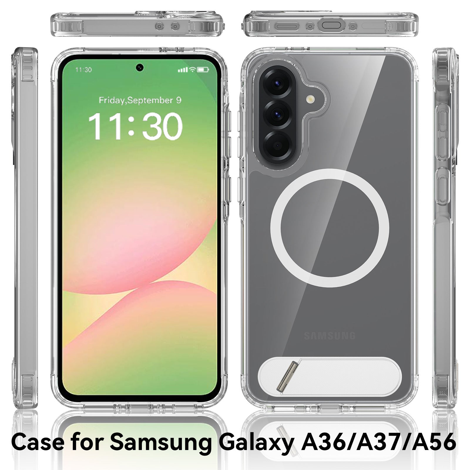 Samsung Galaxy A36 A37 A56 magnetic kickstand case multi-angle view