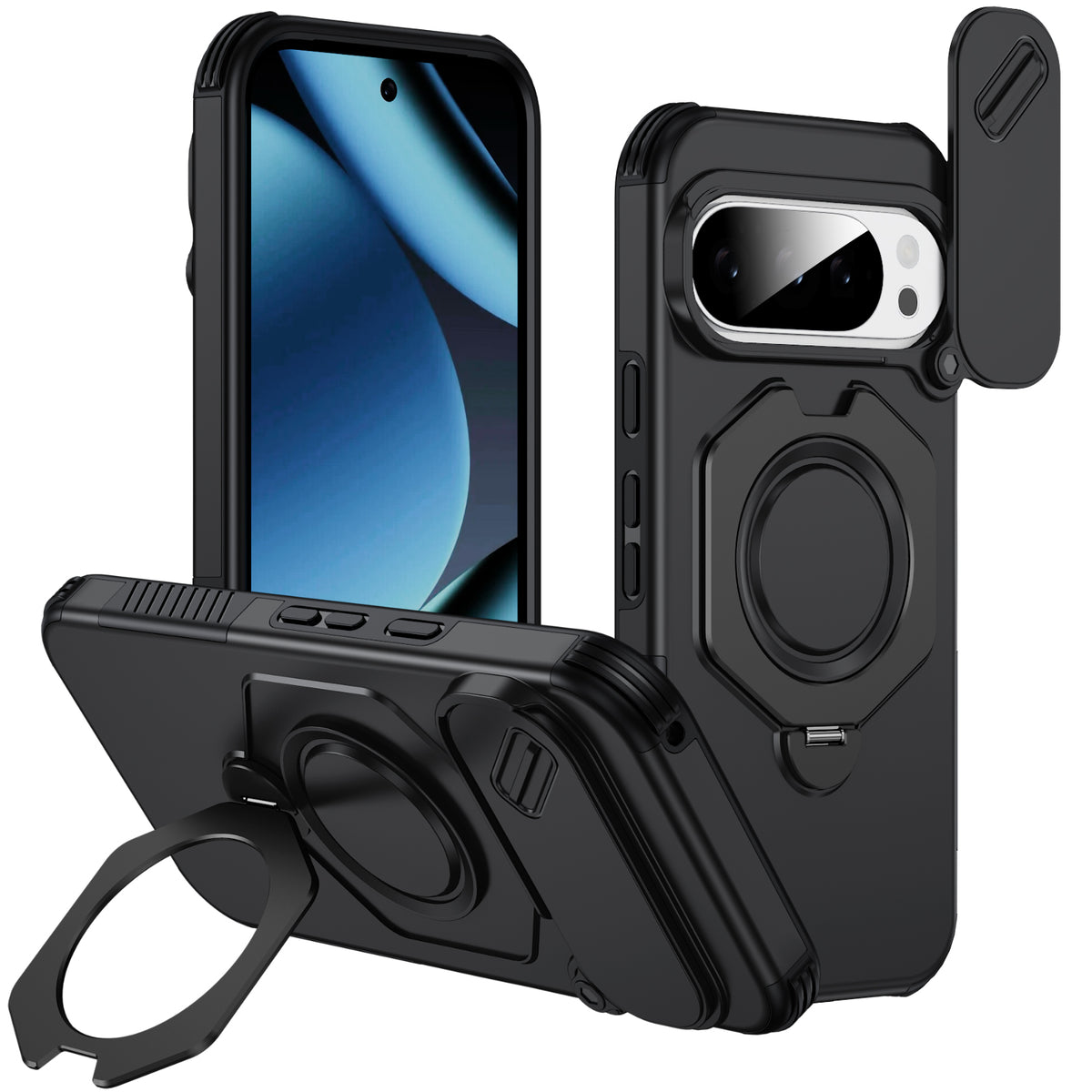 A05-GG-A0004 sliding camera cover and rotating ring kickstand for Google Pixel