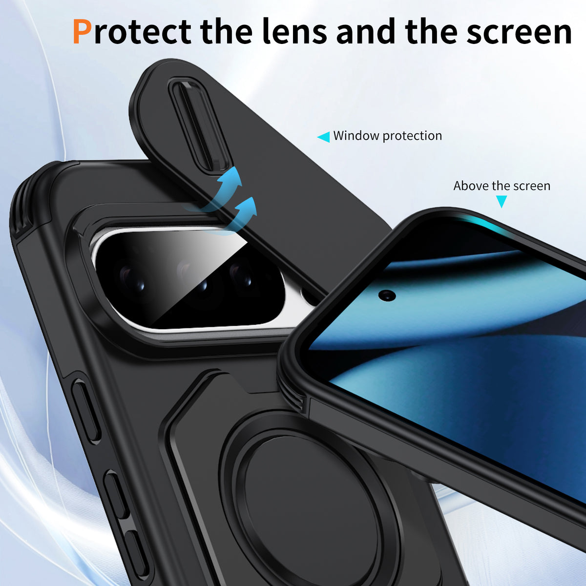 A05-GG-A0004 sliding camera lens cover and raised screen protection for Google Pixel