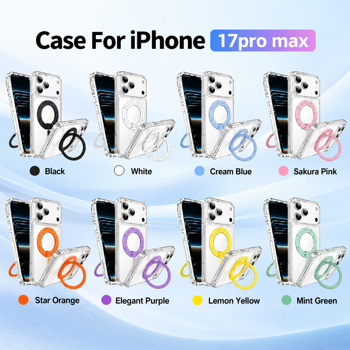 A05-IP-A0007 clear protective iPhone case with rotating magnetic stand