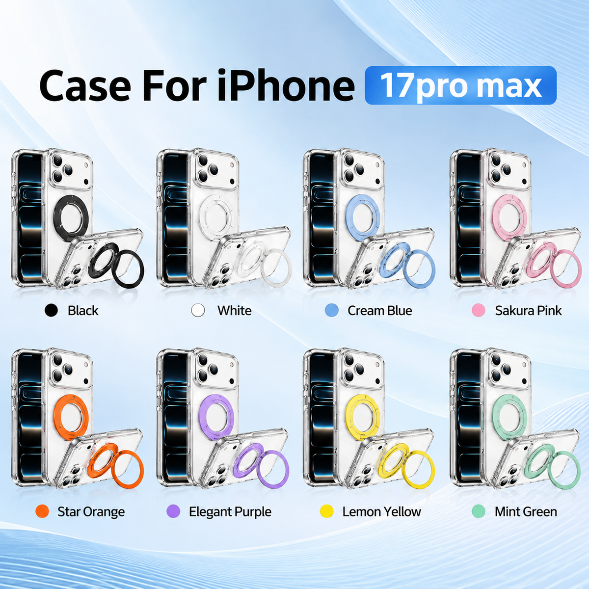 A05-IP-A0007 360 degree magnetic stand phone case colors for iPhone
