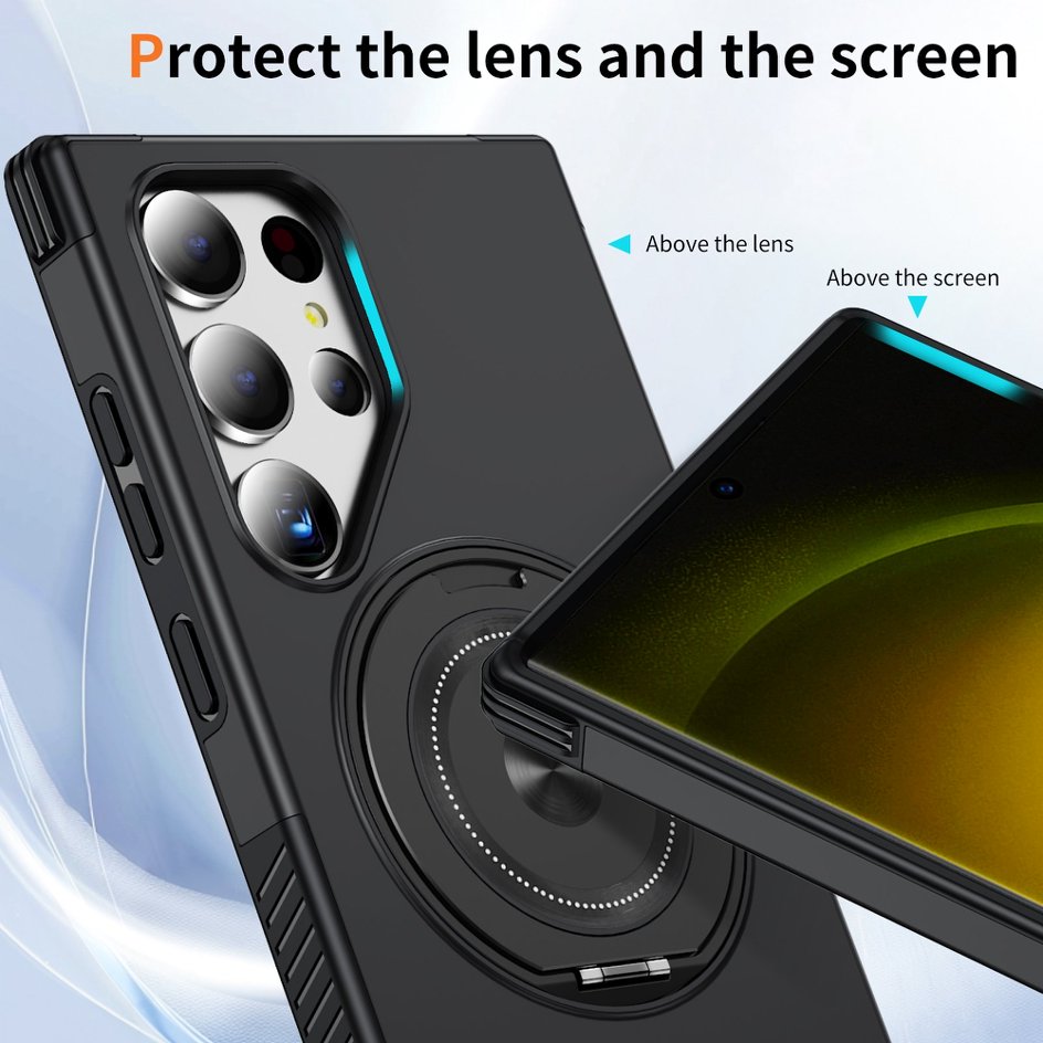 A05-SX-A0011 Samsung Galaxy S23 Ultra magnetic ring kickstand case camera screen protection