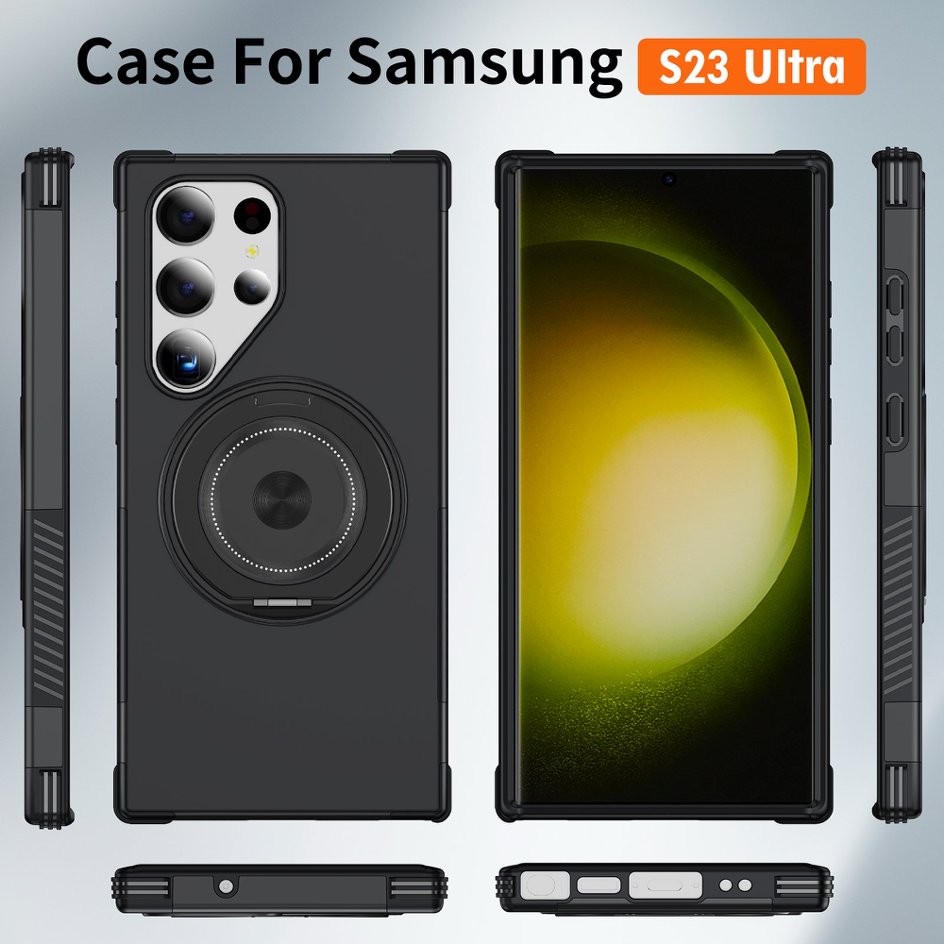 A05-SX-A0011 Samsung Galaxy S23 Ultra magnetic ring kickstand case front back sides